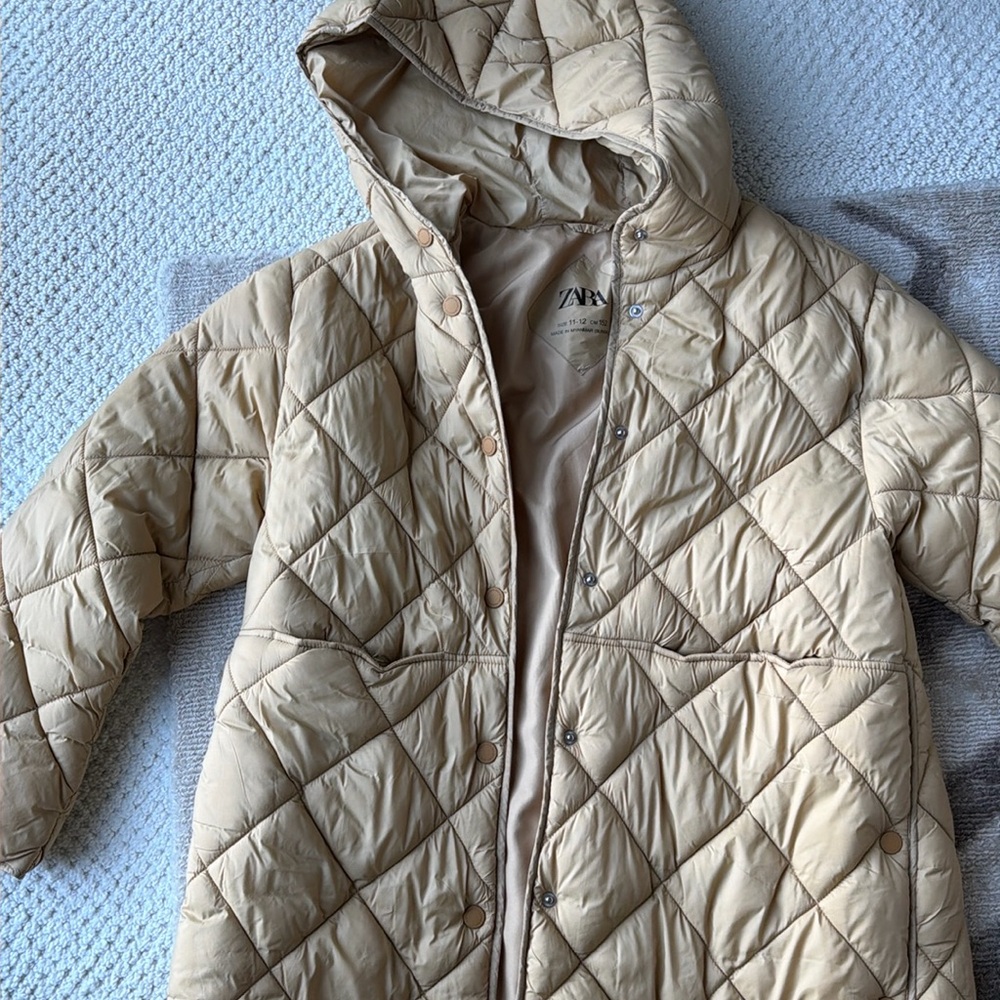Girls Zara hooded quilted jacket